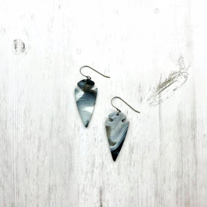 Lodgegrass Earrings, Black & White Marbled