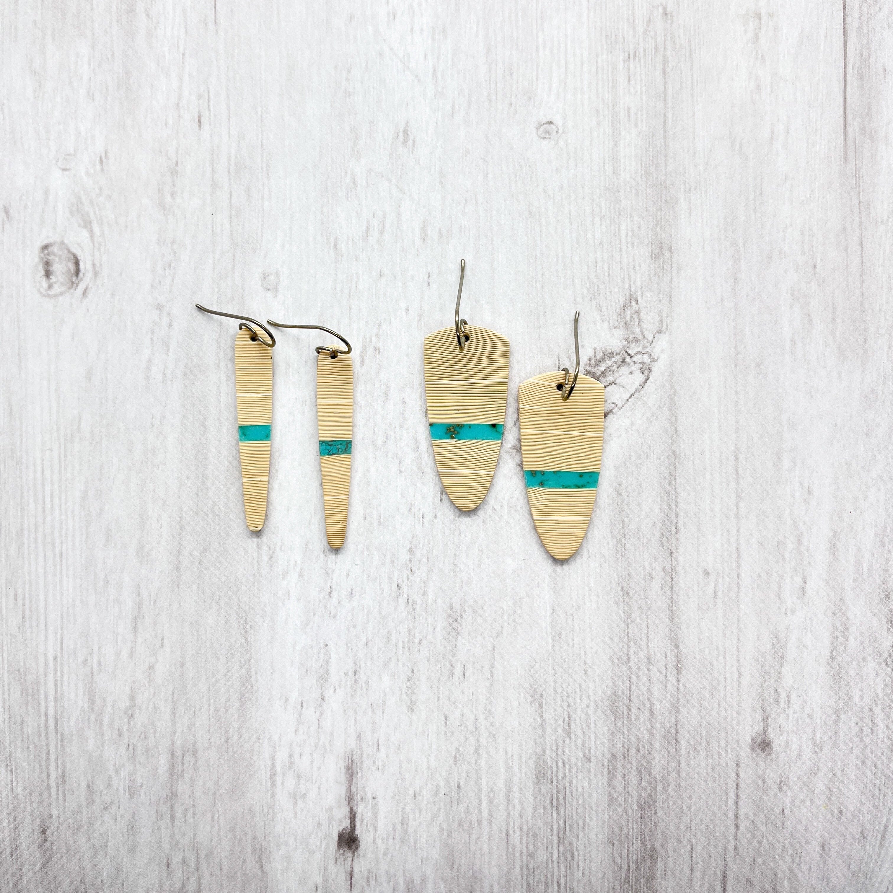 Turquoise and Ivory Faux Stone Earrings