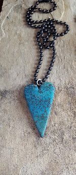 Load image into Gallery viewer, Heart Necklace, Turquoise Faux Stone

