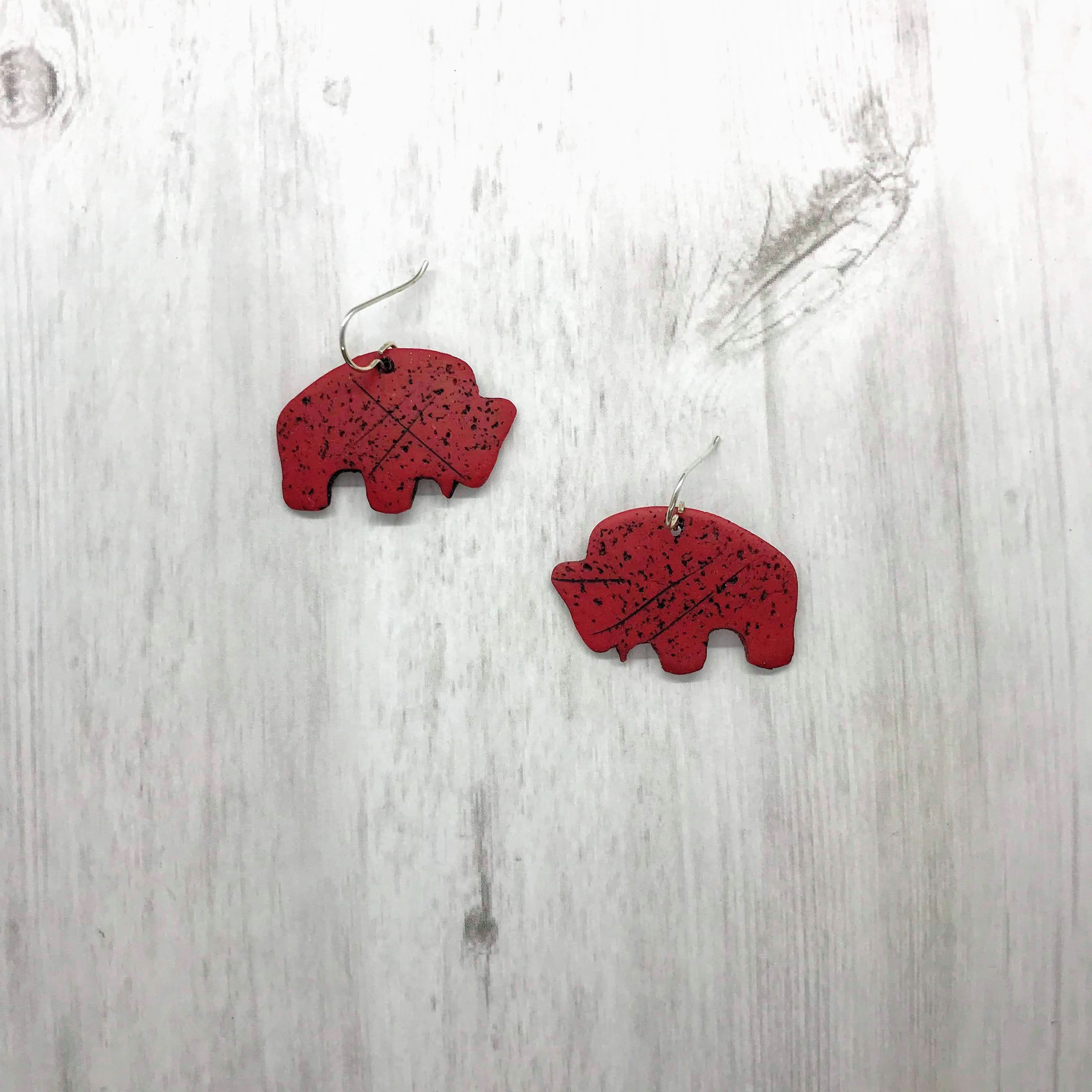 Buffalo Earrings, Red