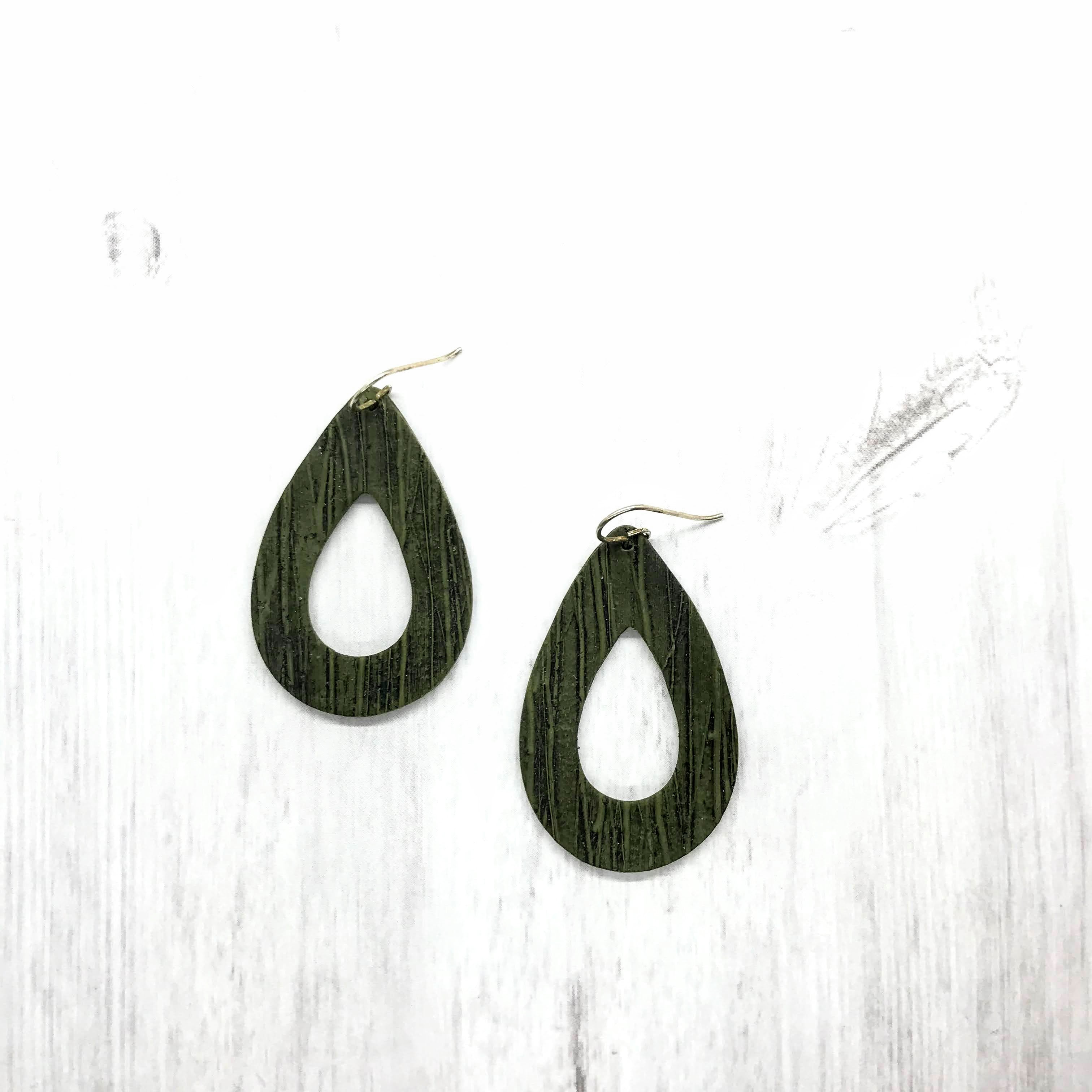 Olive Textured Earrings