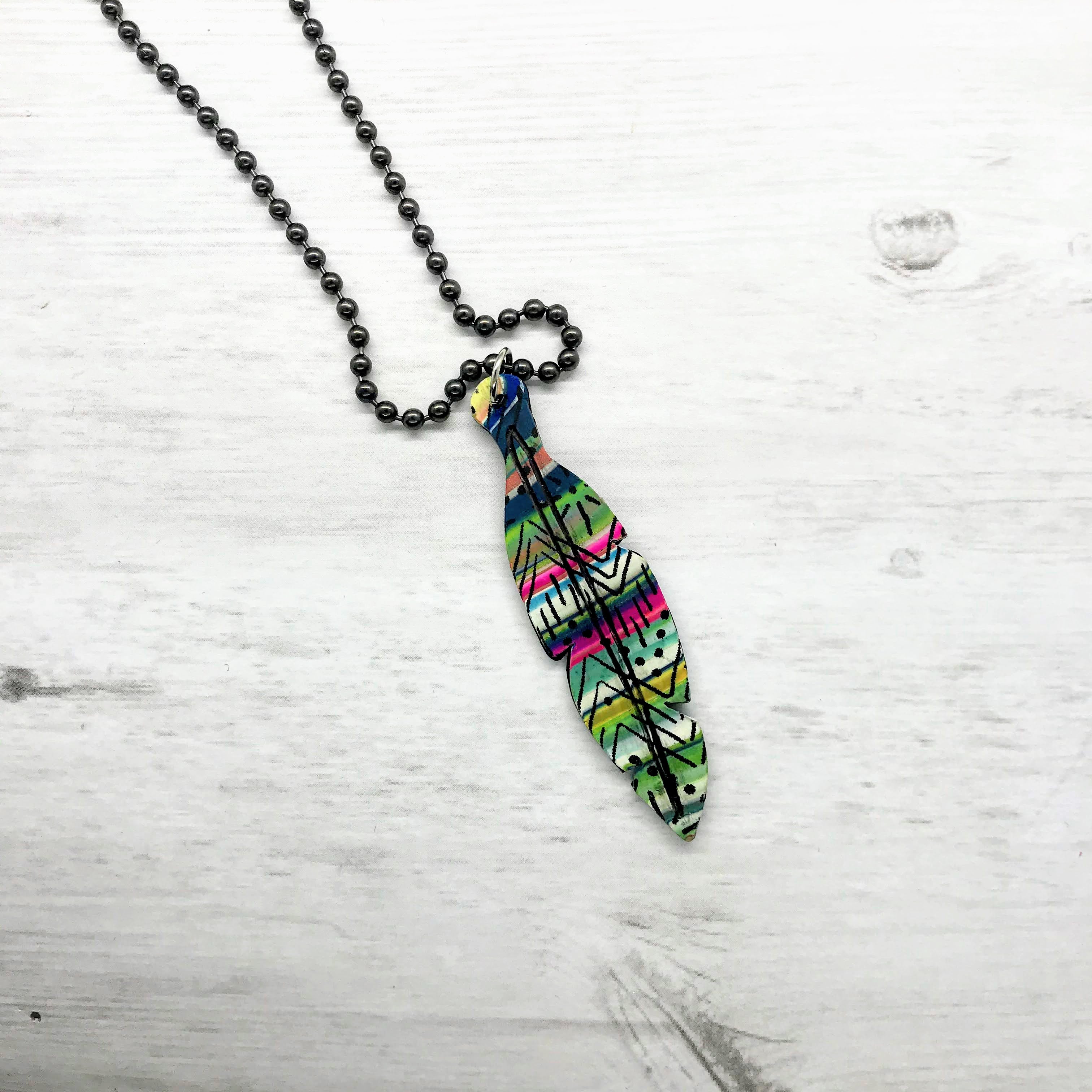 Striped Feather Necklace
