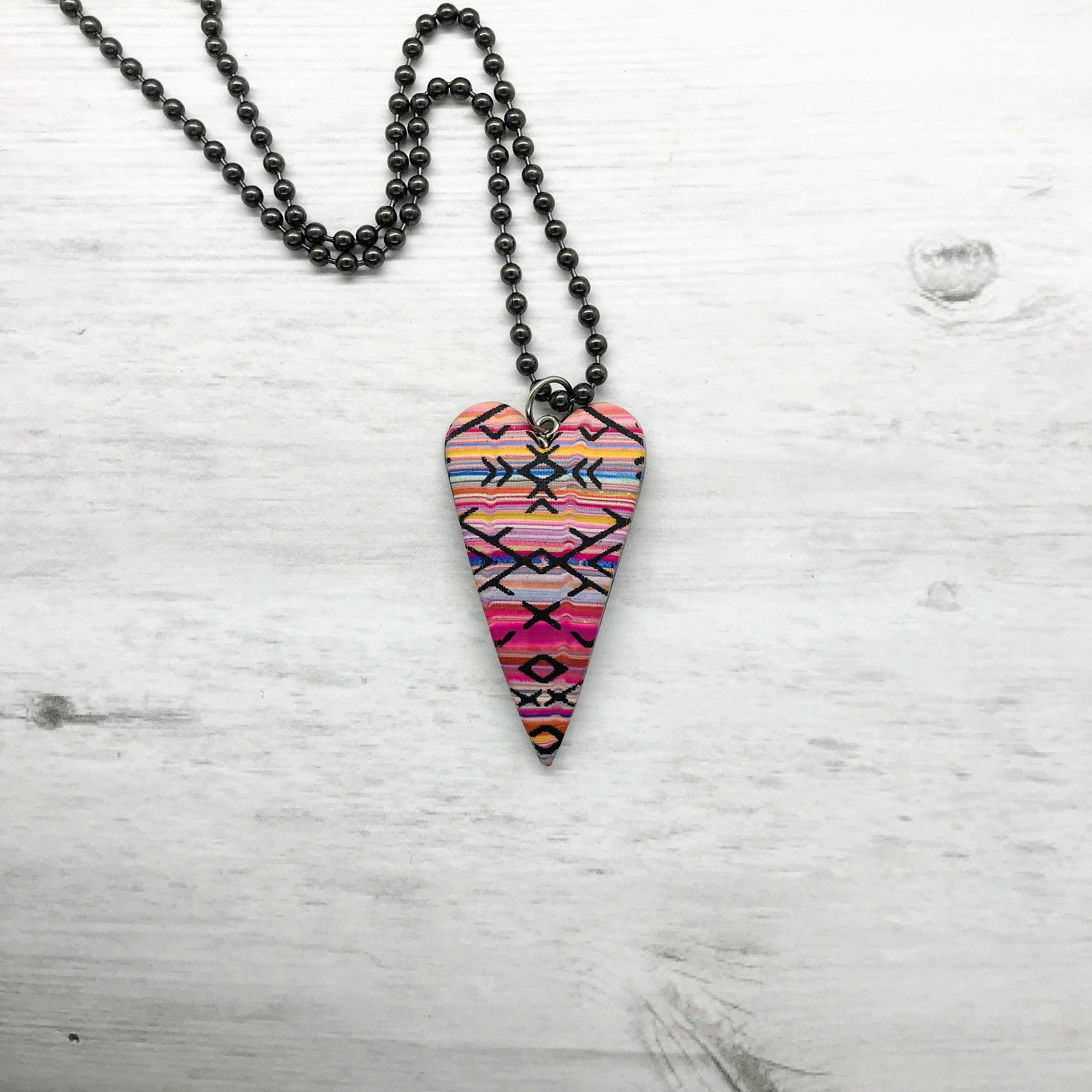 Heart Necklace, Striped