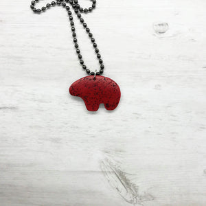 Bear Necklace, Red