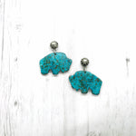 Load image into Gallery viewer, Buffalo Earrings with Parachute stud, Faux Stone Turquoise
