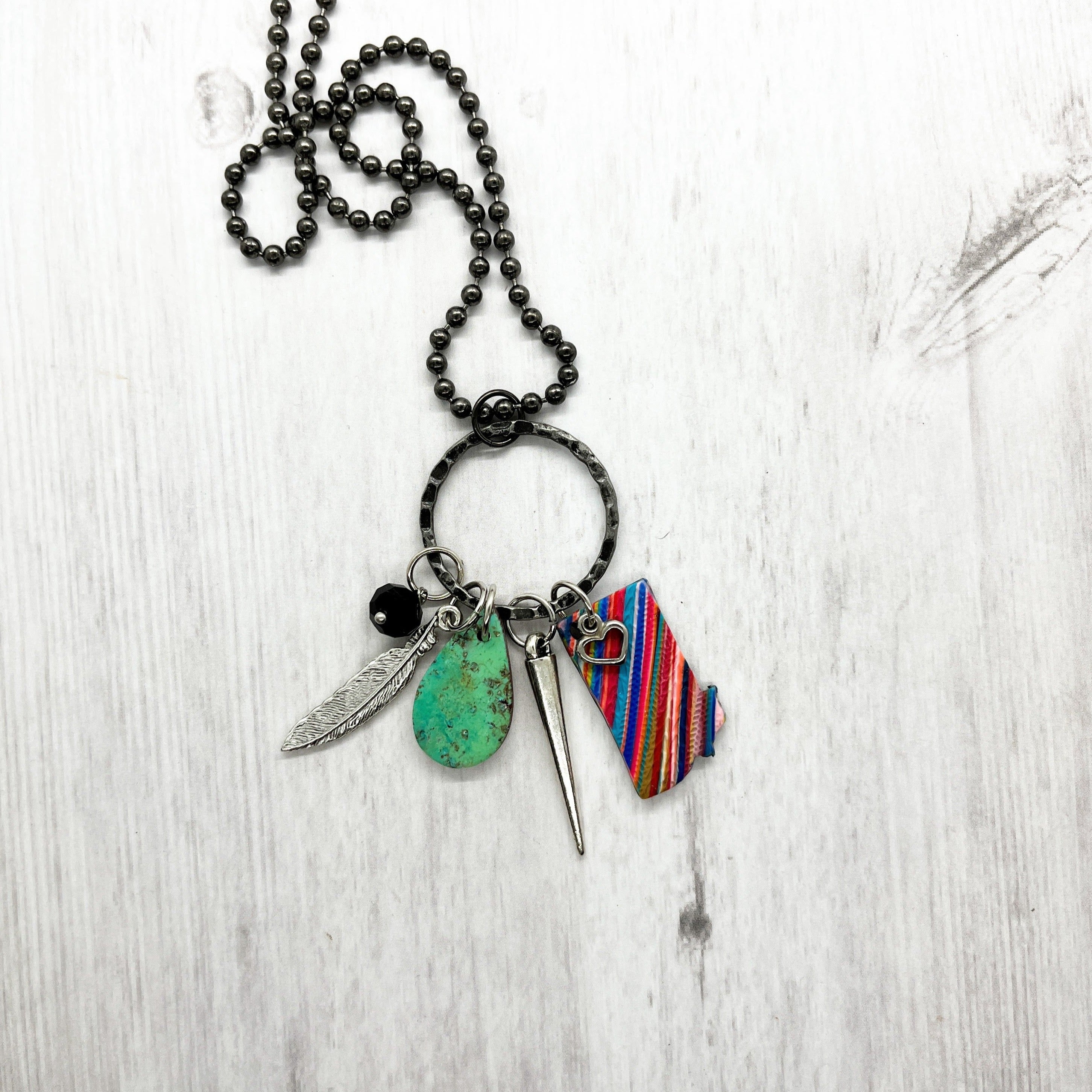 Wanderlust Necklace 2- with Stripe Montana